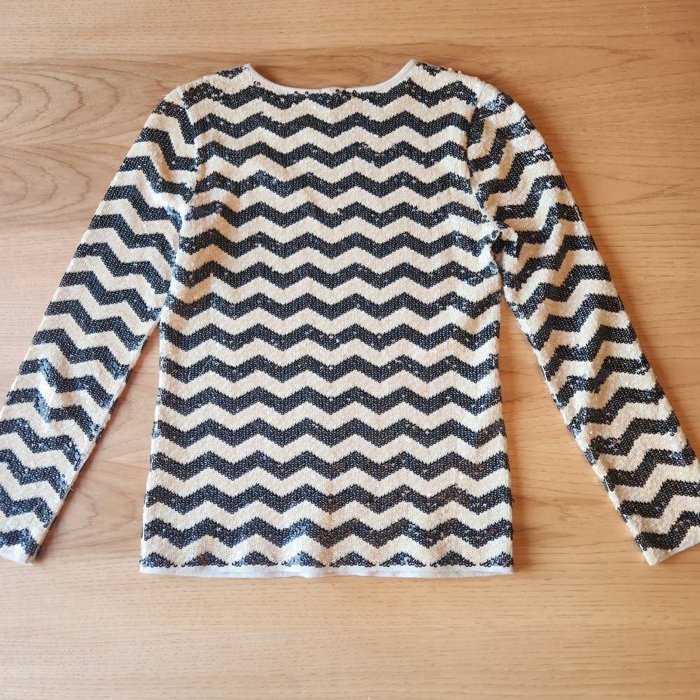SEQUIN J. CREW CHEVRON LONG SLEEVE TOP - Picture 5 of 7